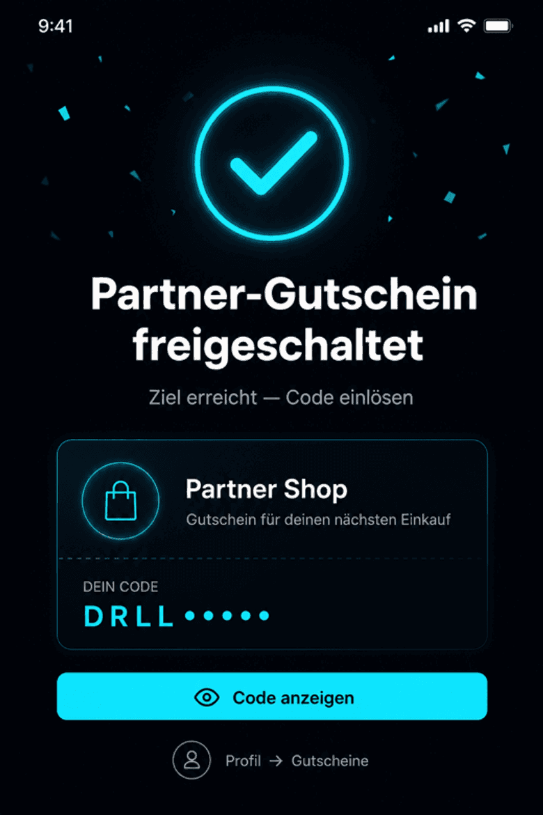 drll Reward: Partner-Gutschein nach Zielerreichung